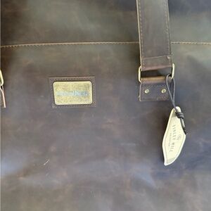 Brown faux Leather and canvas, Finley Mill, Edward Jones duffel, nwt.